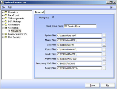The general tab in the system parameters dialog.